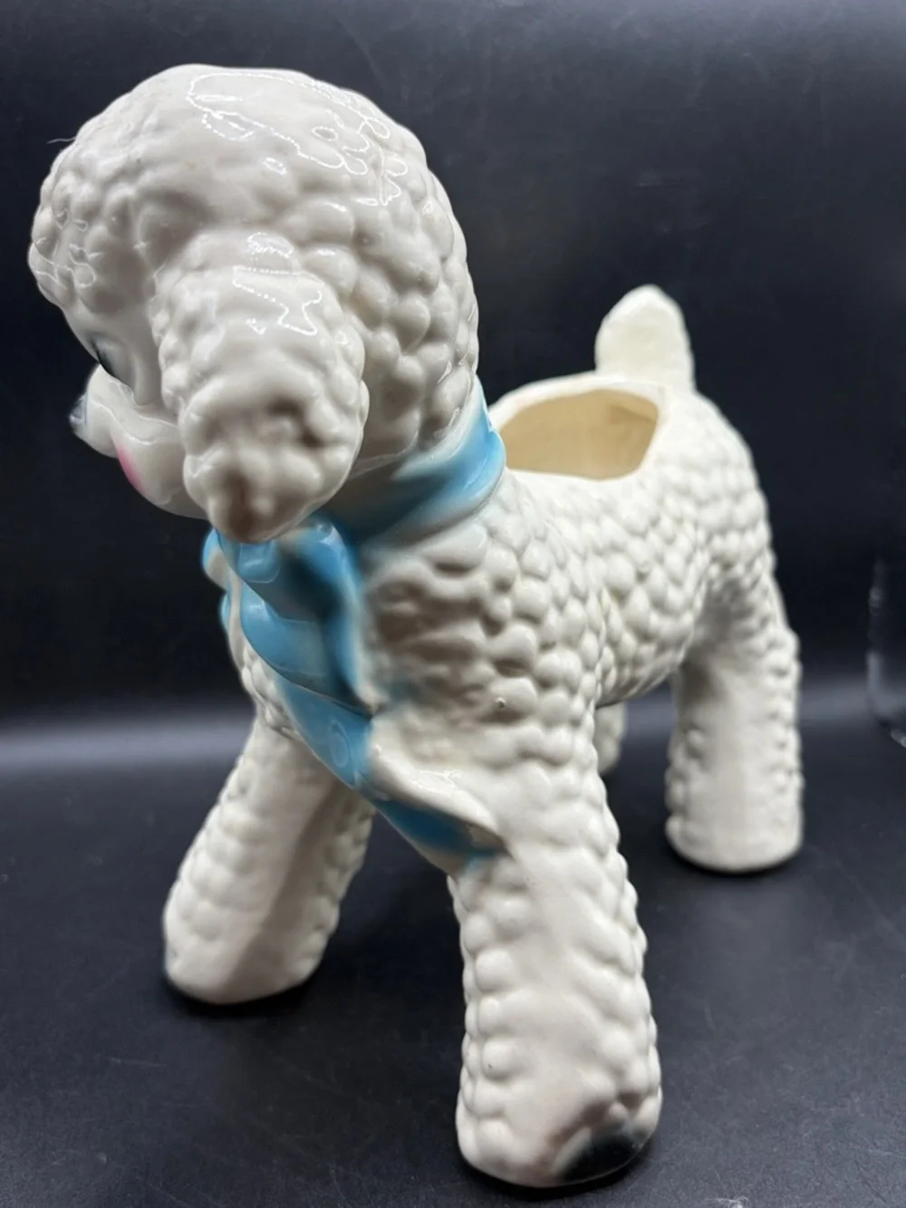 Vintage Hand Painted Kitsch Lamb Sheep Planter Vessel Vase Kawaii Coquette Decor - Picture 5 of 14